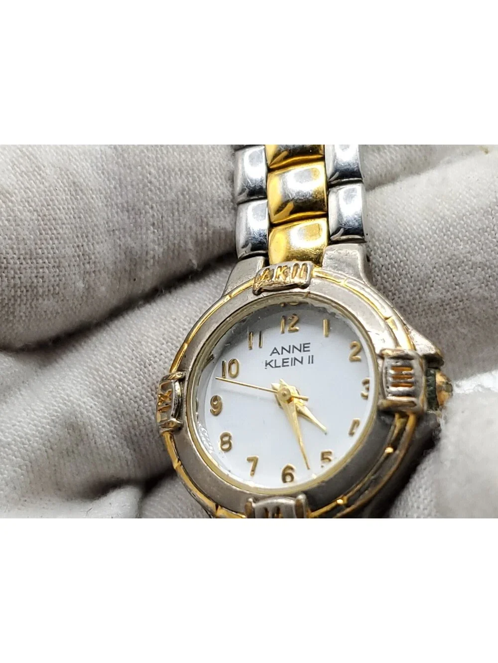 Anne Klein II Watch Women New Battery Two-Tone White Dial 23mm